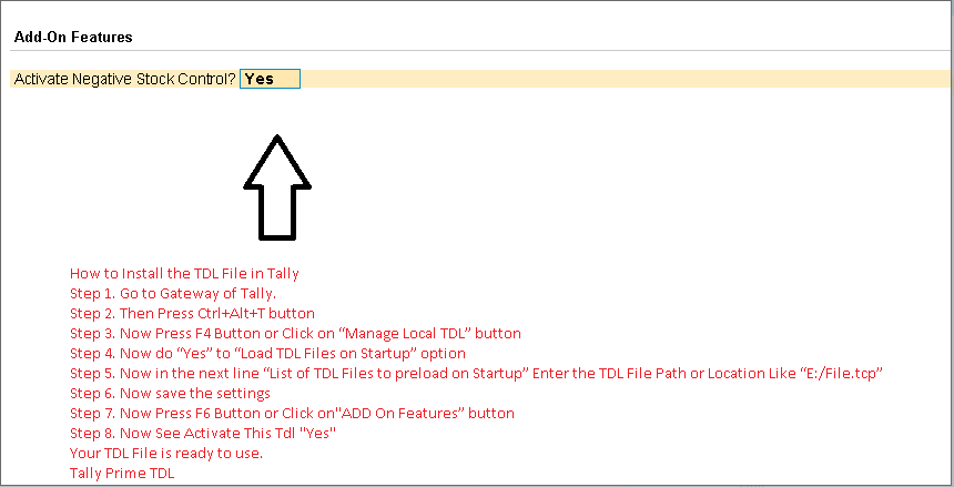 Tally TDL Stock Negative Control on Sales Voucher